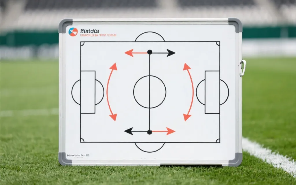 战术板与球员站位示意，强调中场拥挤与触发式逼抢的结构感